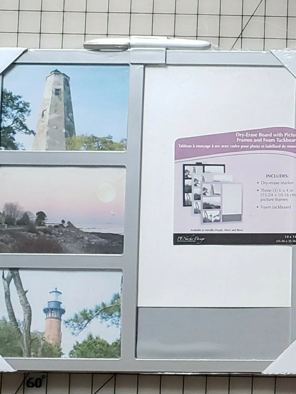 Tapeside 14x14 Silver Wood Dry-Erase Collage Photo Frame